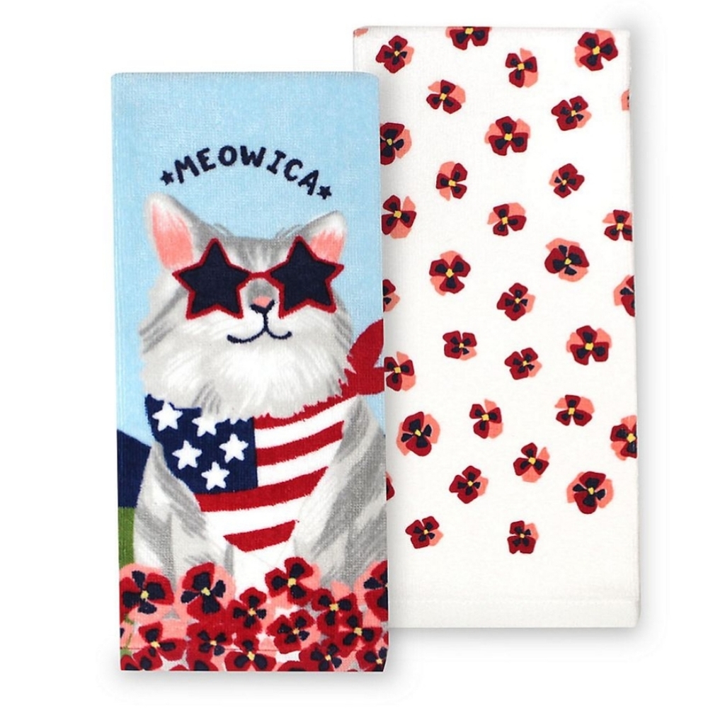 👀50% OFF - NWT‼️ Celebrate Americana Together brand Cat Themed Kitchen Towels